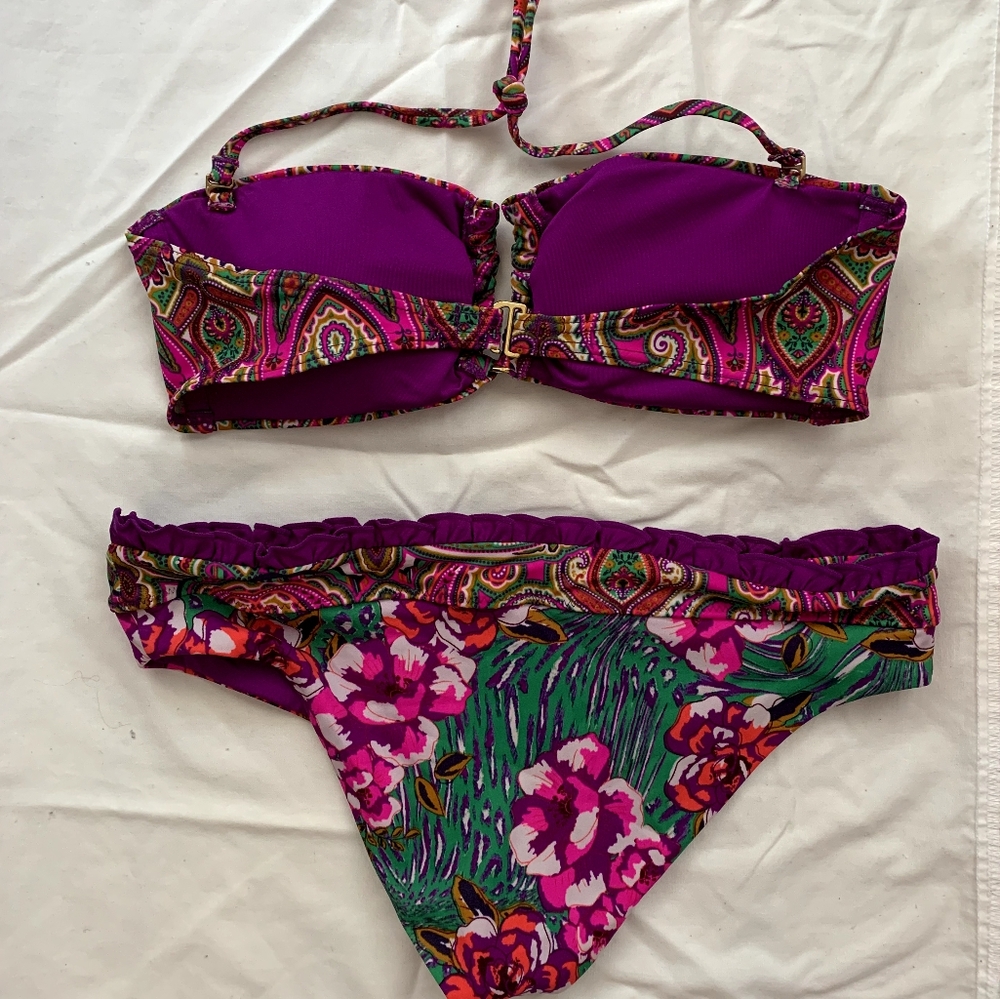 Purple Pink Paisley Floral Bikini size M by Express - Picture 2 of 3
